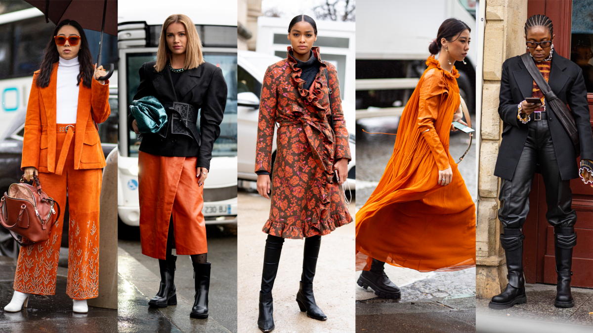 The Street-Style Crowd Was All About Orange on Day 3 of Paris