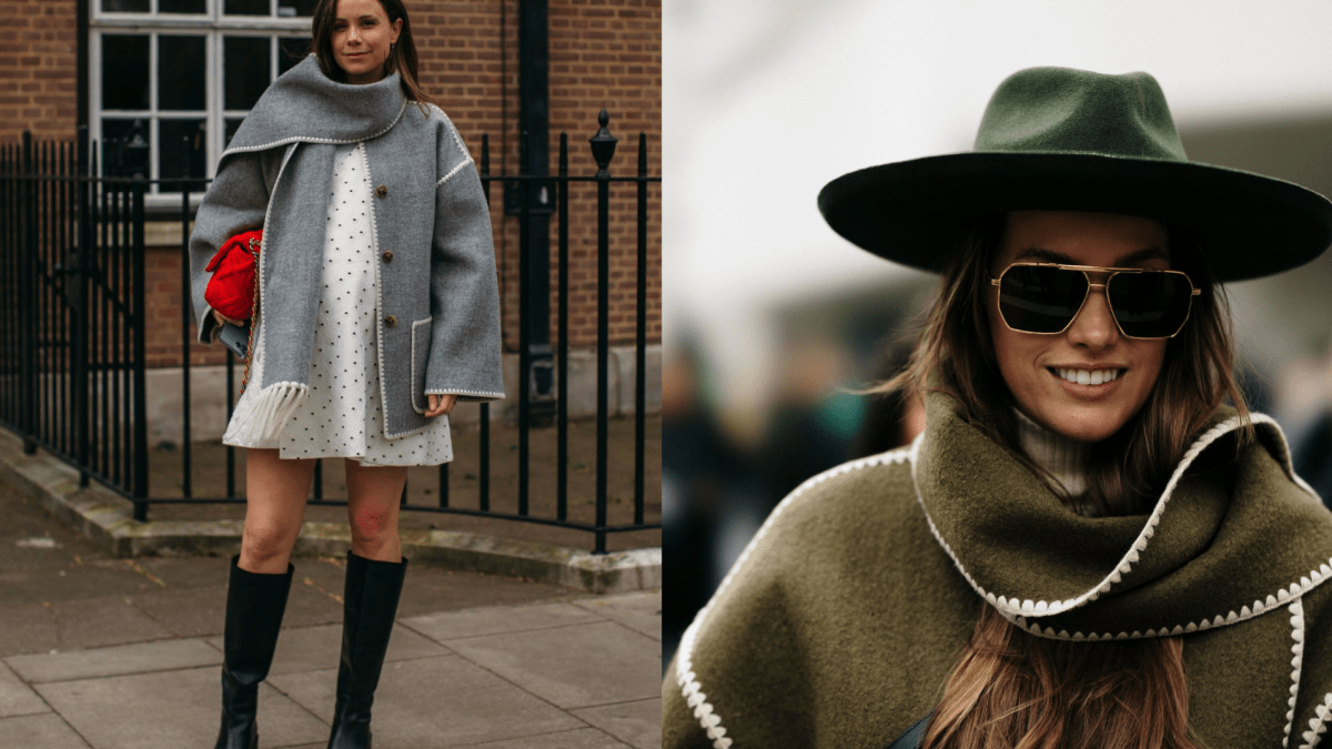 Toteme Embroidered Scarf Jacket at Fashion Week Street Style