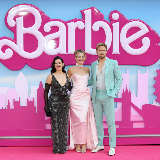 Mansur Gavriel, Pretty in pink 💕 Margot Robbie wears our Everyday Soft  Tote in Dahlia while filming the new Barbie movie #mansurgavriel
