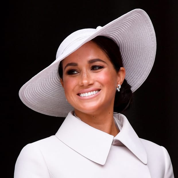 Meghan, Duchess of Sussex, leaves after attending the National Service of Thanksgiving at St Paul's Cathedral during the Queen's Platinum Jubilee celebrations on June 3, 2022 in London, England