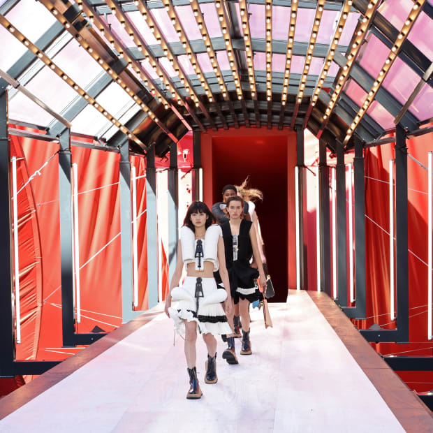 Models walk the runway during the Louis Vuitton Womenswear Spring:Summer 2023 show as part of Paris Fashion Week on October 04, 2022 in Paris, France