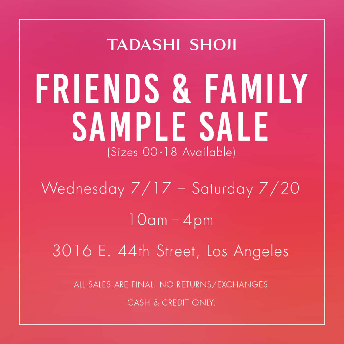 Tadashi shoji sample sale Clearance