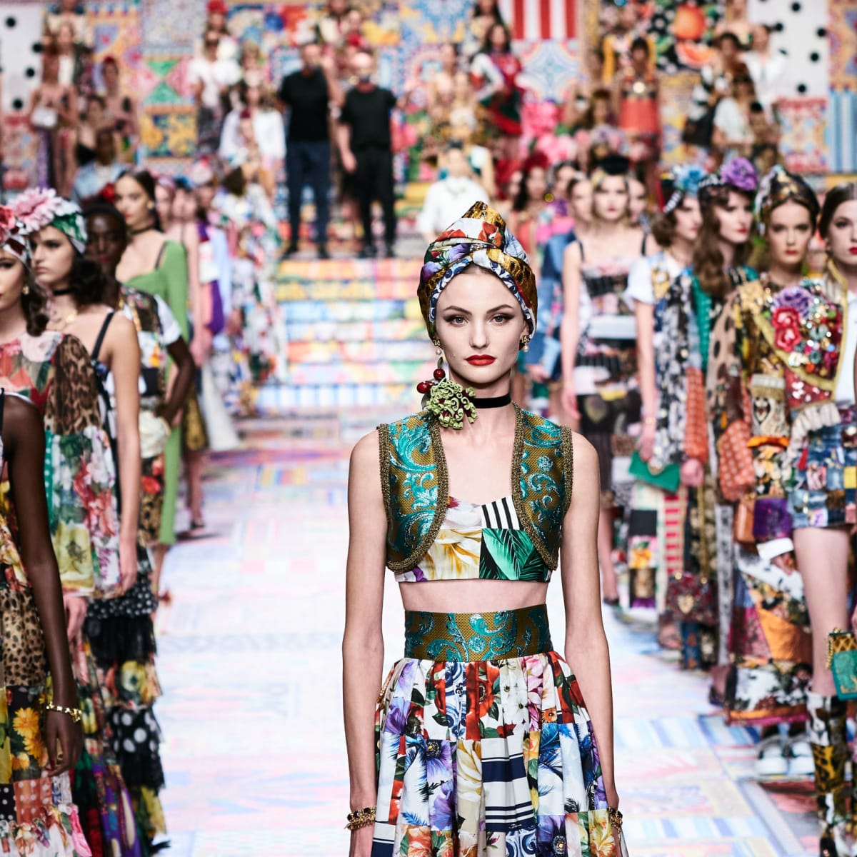 Majolica-print poplin skirt in Multicolor | Dolce&Gabbana®