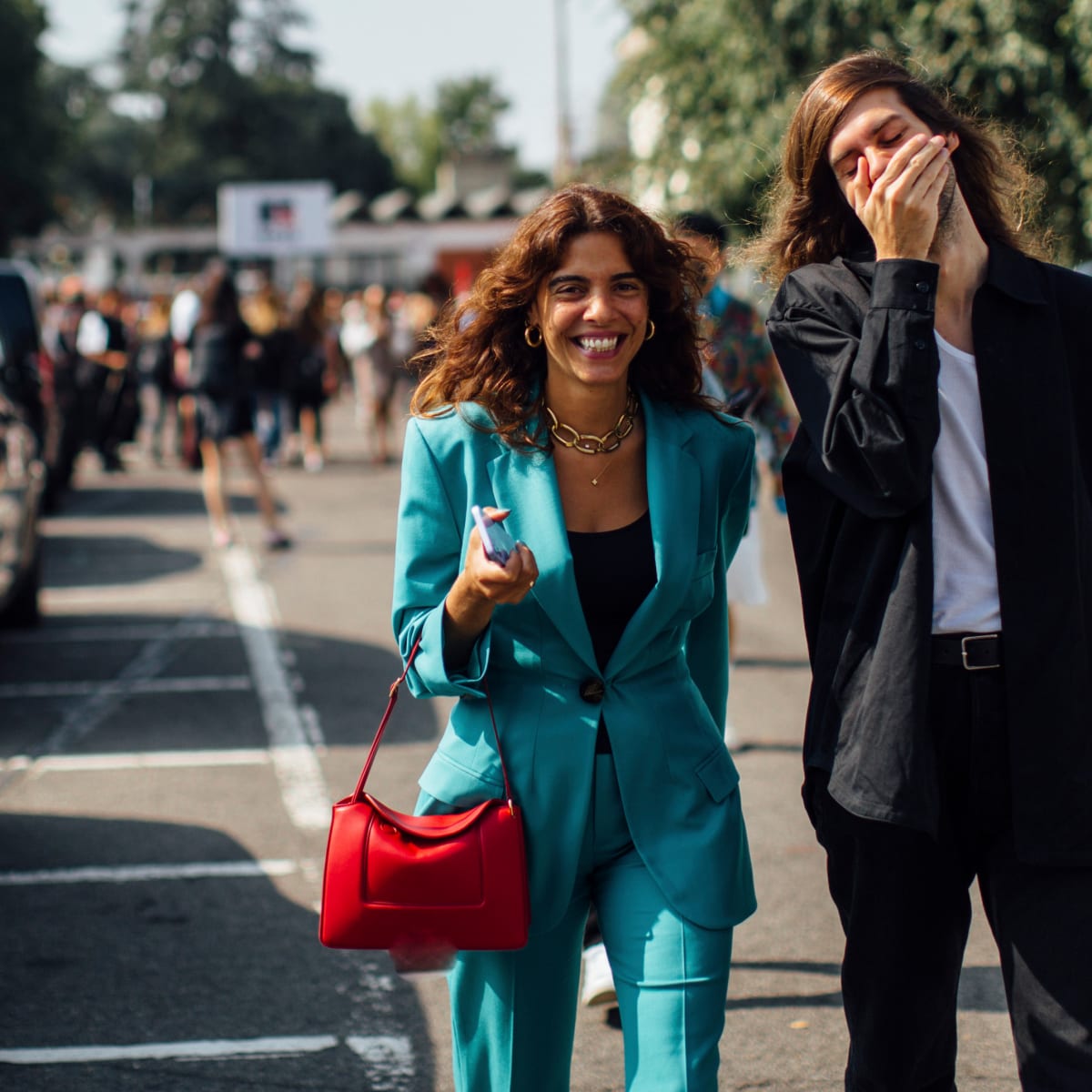 Milan, Italy - September, 21, 2022: Stylish Man and Woman Wearing