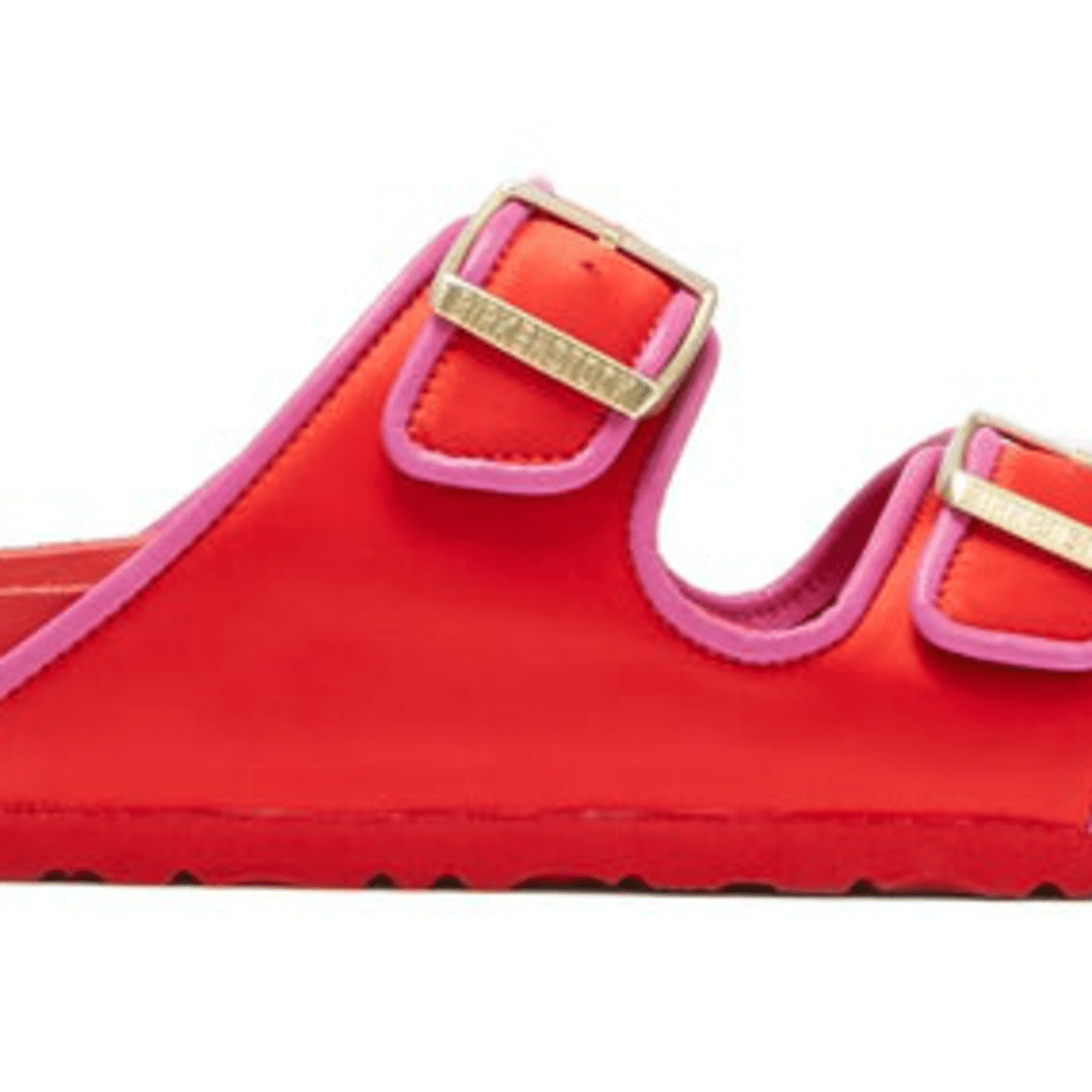 bright red birkenstocks