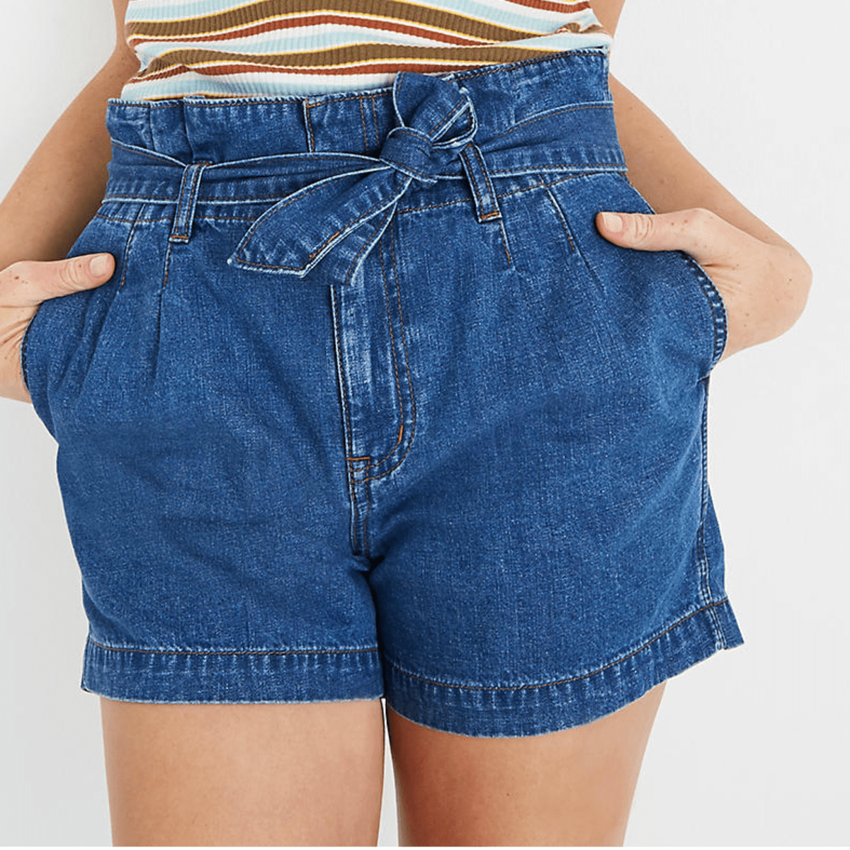 jean paper bag shorts