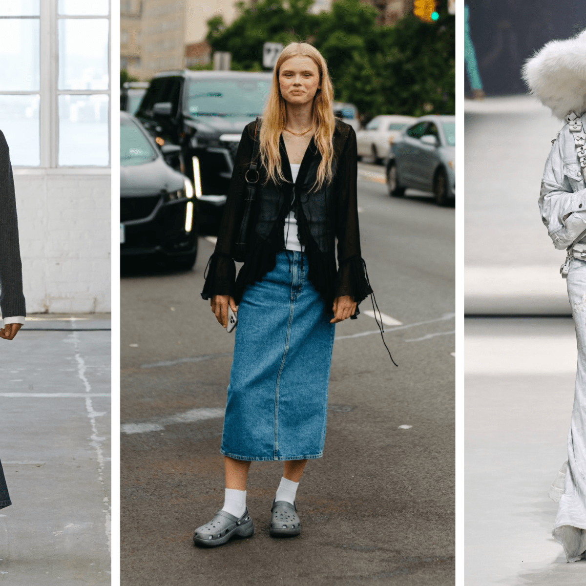 Long Denim Skirt Outfit Ideas  the gray details