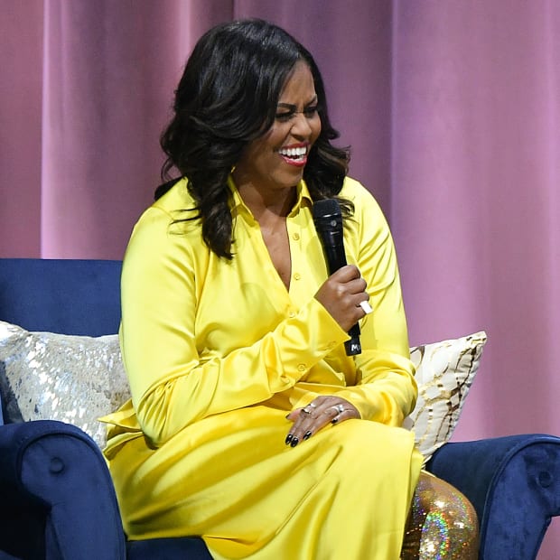 Michelle obama in yellow dress and boots cheap