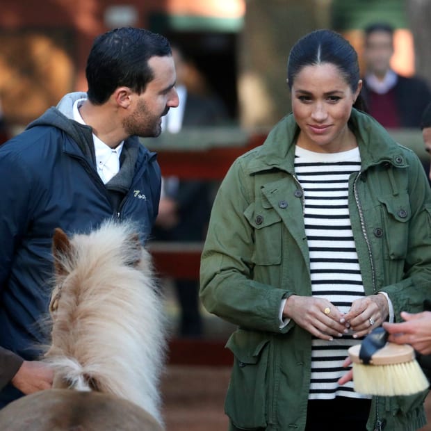 Meghan Markle Wore J.Crew Coat Alexander Wang Pants AllSaints Sweater Fashionista