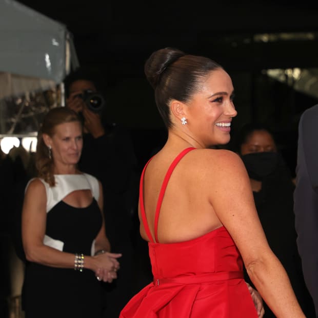 Meghan Markle Wore a Thing Re Worn Red Carolina Herrera Gown Edition Fashionista