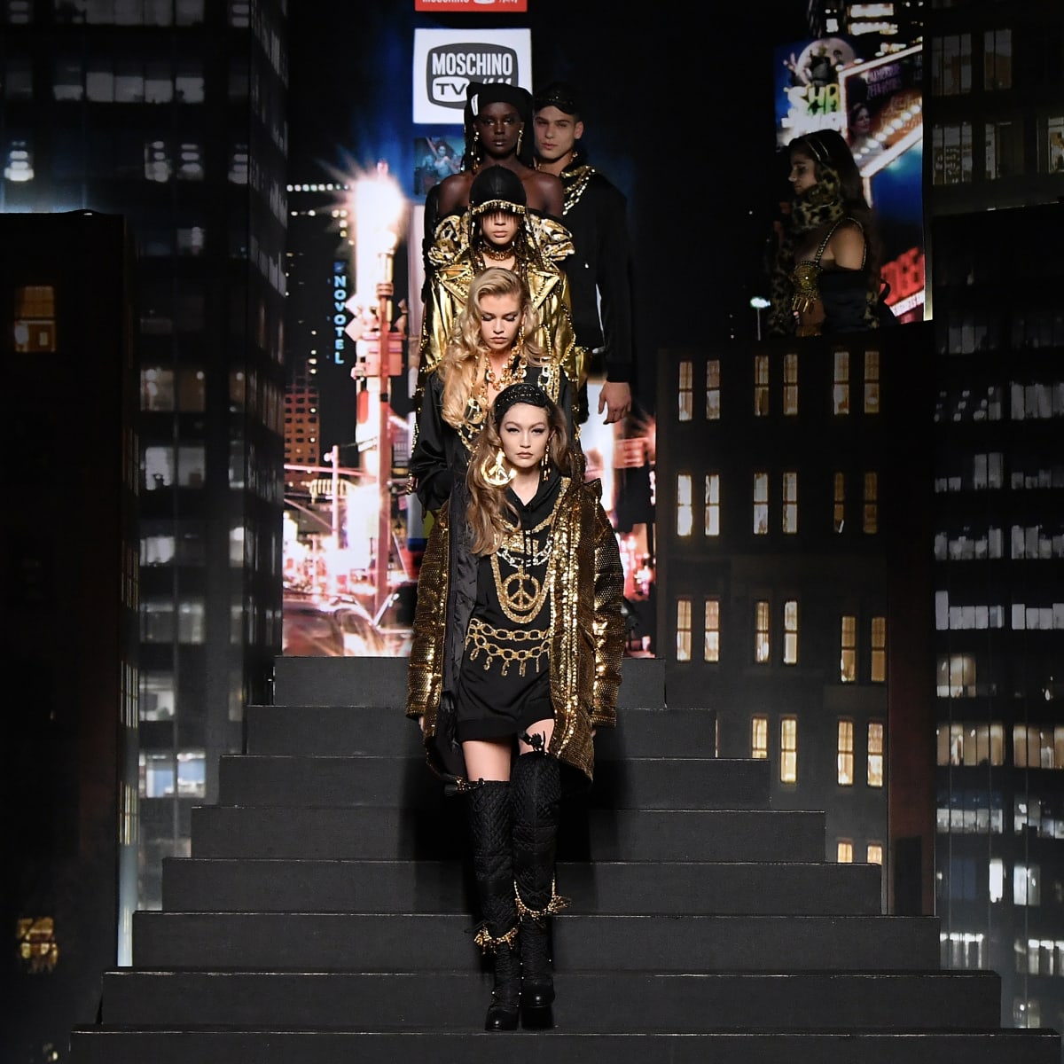 Jeremy Scott Transported Us to Time Square s MTV Heyday for the Moschino x H M Runway Show Fashionista