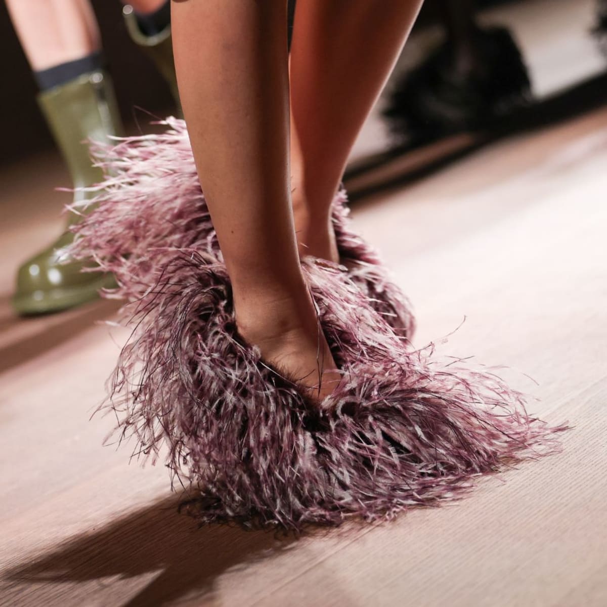 Gucci feather slippers top