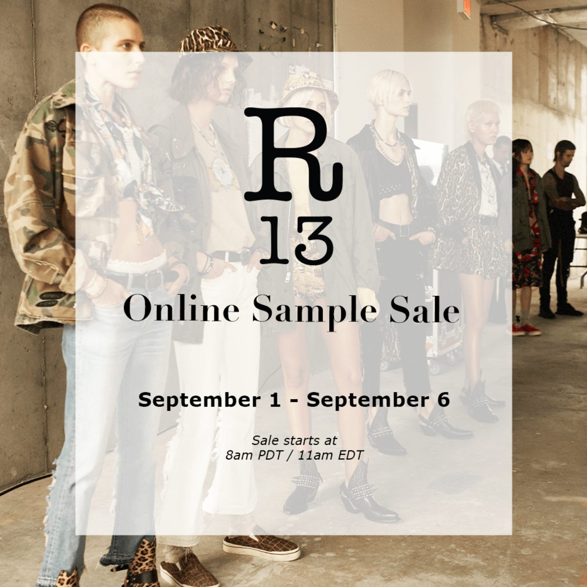 R13 ONLINE SAMPLE SALE Sept 1st 6th Fashionista