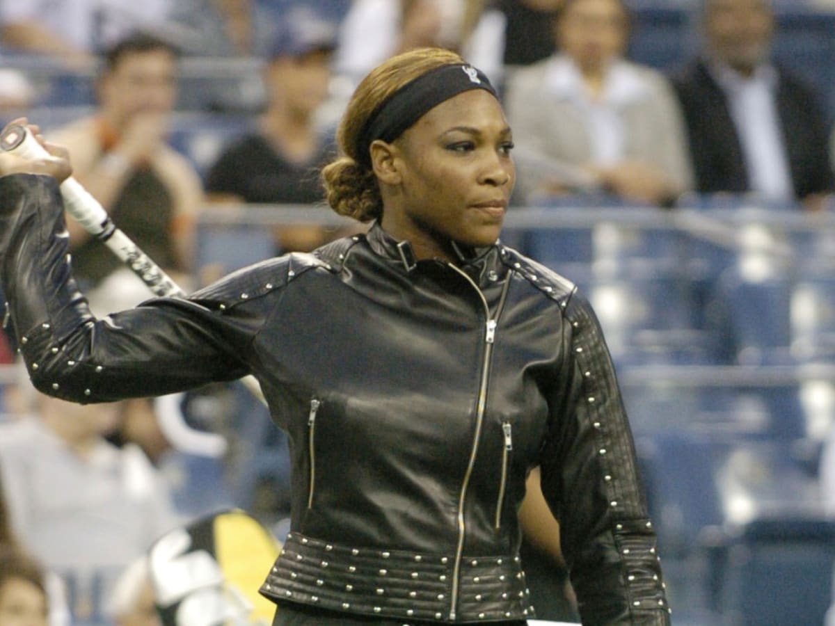 Great Outfits in Fashion History: Serena Williams in a Studded Leather  Jacket at the 2004 US Open - Fashionista