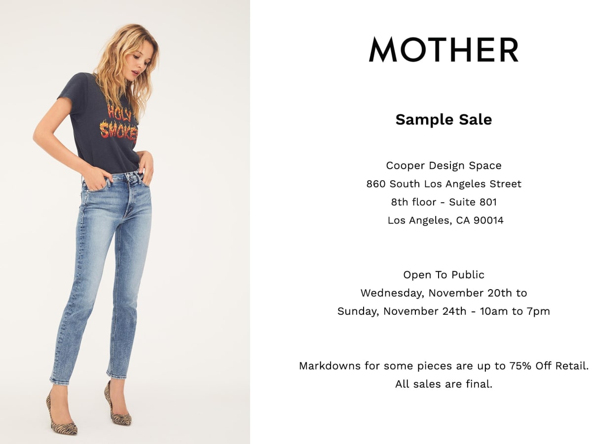 MOTHER Denim SAMPLE SALE 11 20 11 24 Los Angeles Fashionista