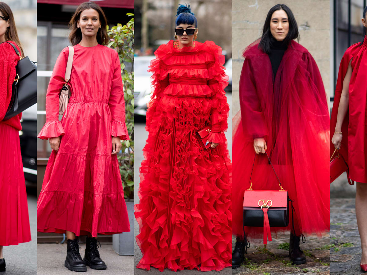 Red Outfits Stole the Street Style Show Over the Weekend at Paris Fashion Week Fashionista