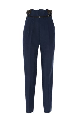 With Confidence Navy Blue Paper Bag Waist Pants