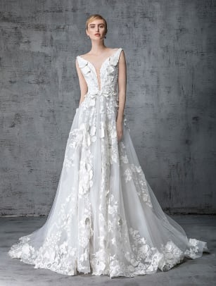 Victoria Kyriakides-jasmine-wedding-dress-floral-applique-spring-2019