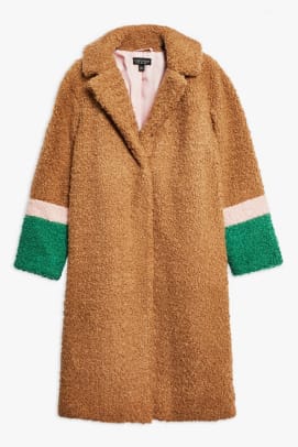 16+ Color Block Teddy Coat