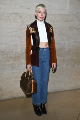 Michelle Williams In Front Row at Louis Vuitton – Rvce News, Christian  Louboutin, Louis Vuitton LV Trainer Low Monogra