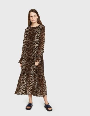 leopard-long-sleeve dress