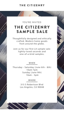 The Citizenry - Sample Sale Flyer