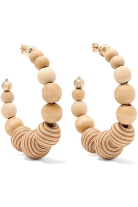 wooden bead hoop earrings