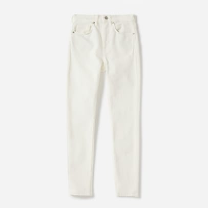 white denim high waisted jeans