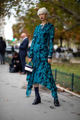 The Street Style Crowd Wore Blue Denim on Day 7 of Paris Fashion