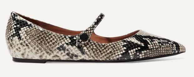 tabith simmons snake effect leather point toe