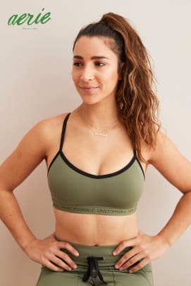 Aly Raisman lounges in a bra and sweats for new Aerie campaign