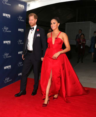 Prince Harry, Duke of Sussex and Meghan, Duchess of Sussex attend the 2021 Salute To Freedom Gala at Intrepid Sea-Air-Space Museum 