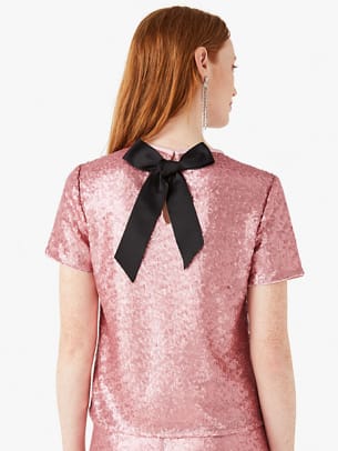 kate spade sequin bow back top