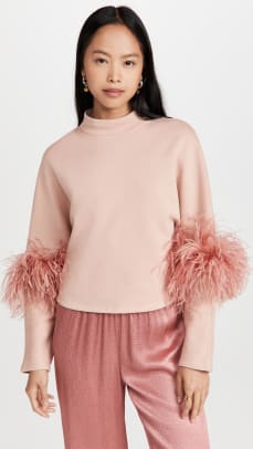 lapointe dolman top feathers