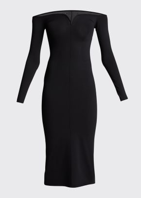 Khaite Valeska Off-The-Shoulder Rib Midi Dress $1,580