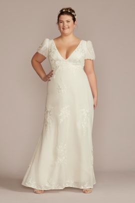 davids-bridal-2022-wedding-dress-puff-sleeve