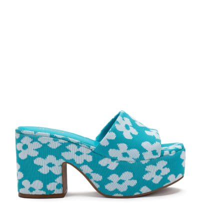 Larroude Miso Platform Sandal In Acqua Floral Knit $290