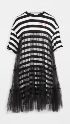 Stella Jean Striped T-Shirt Dress with Tulle 