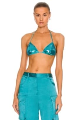 Great Outfits in Fashion History: Gwen Stefani's Fuzzy Blue Bikini Top