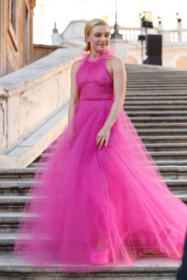 Anne Hathaway, Florence Pugh, Ariana DeBose and More Took Valentino's 'PP  Pink' Dresses and Precarious Platforms for a Spin in Rome - Fashionista