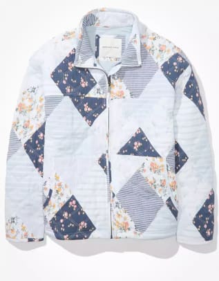 AE Patchwork Quilted Bomber Jacket, $100