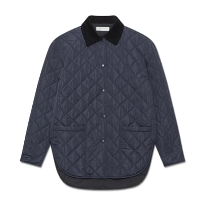 Recreational Habits Sammy Diamond Quilted Puffer Coat in Navy