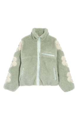 Sandy Liang Grass High Pile Fleece Full Zip Jacket