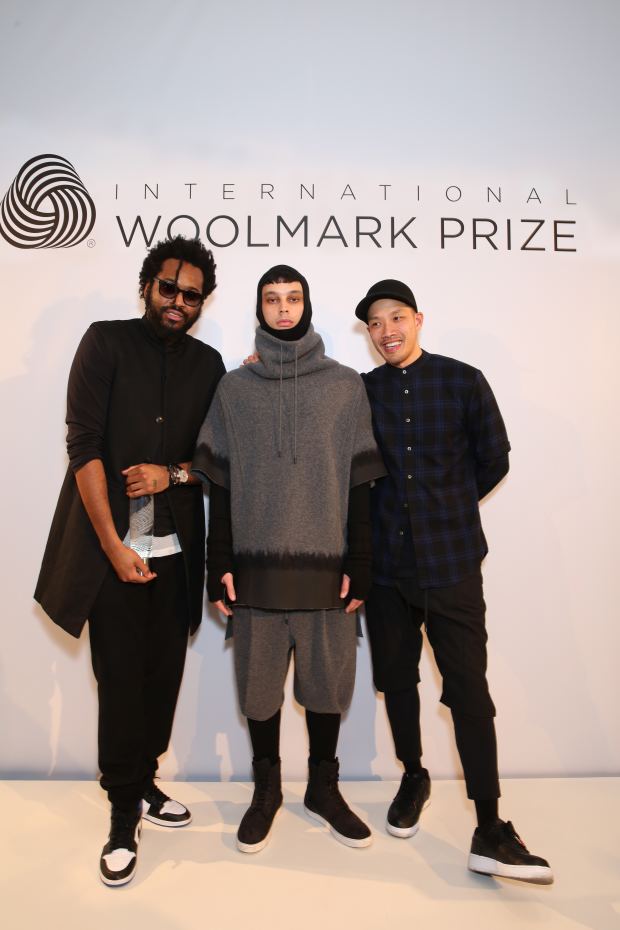 Designers Maxwell Osborne and Dao-yi Chow of fashion brand 'Public School',  winner of the International Woolmark Prize Menswear Grand Final, held at  Somerset House as part of London Collections: Men 2015 Stock