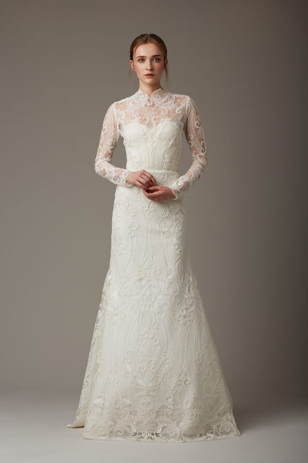 wedding gown turtleneck lace