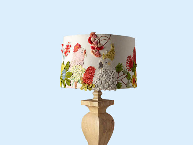 embroidered cockatoo lamp shade