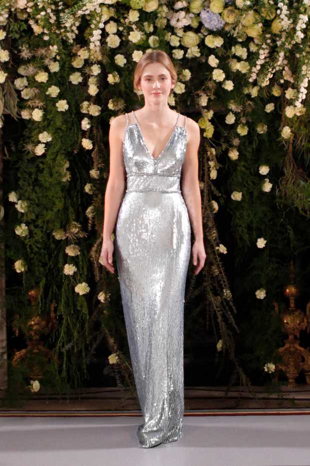 silver sequin wedding dress
