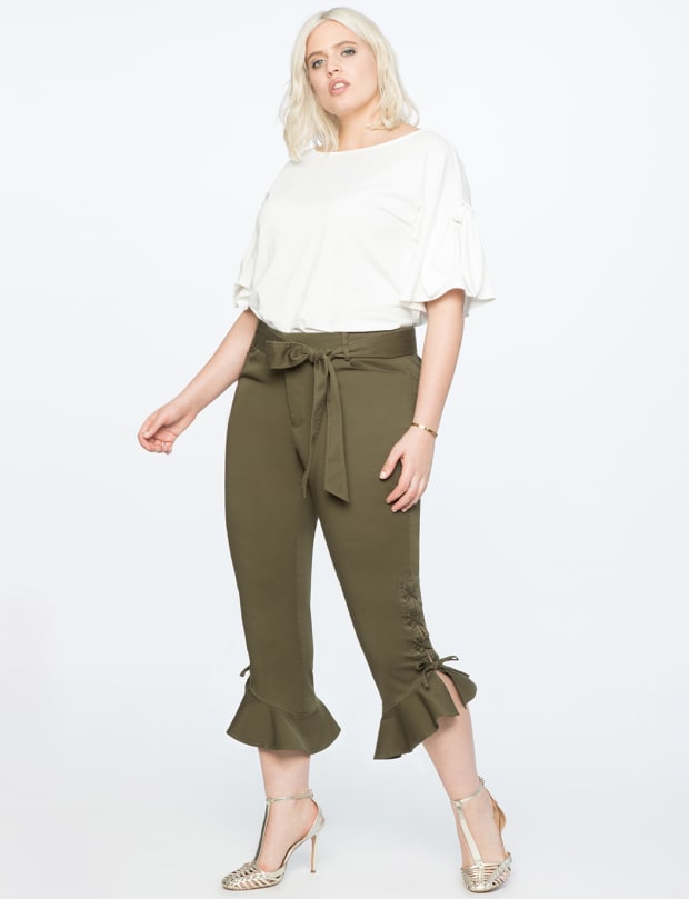 Shop Ruffle Frill Hem Pants Trousers - Fashionista