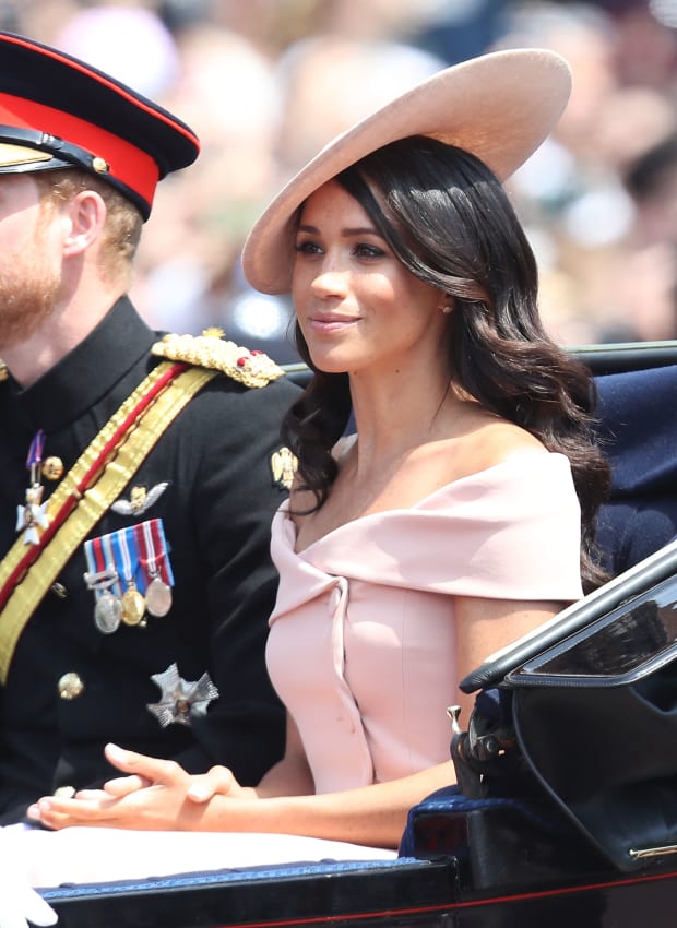 The Duchess of Sussex wore khaki green dress to Prince Louis' christening –  Meghan Markle in green Ralph Lauren dress