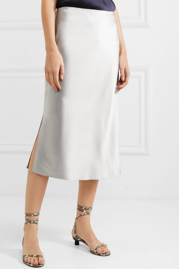 white satin skirt vs flank